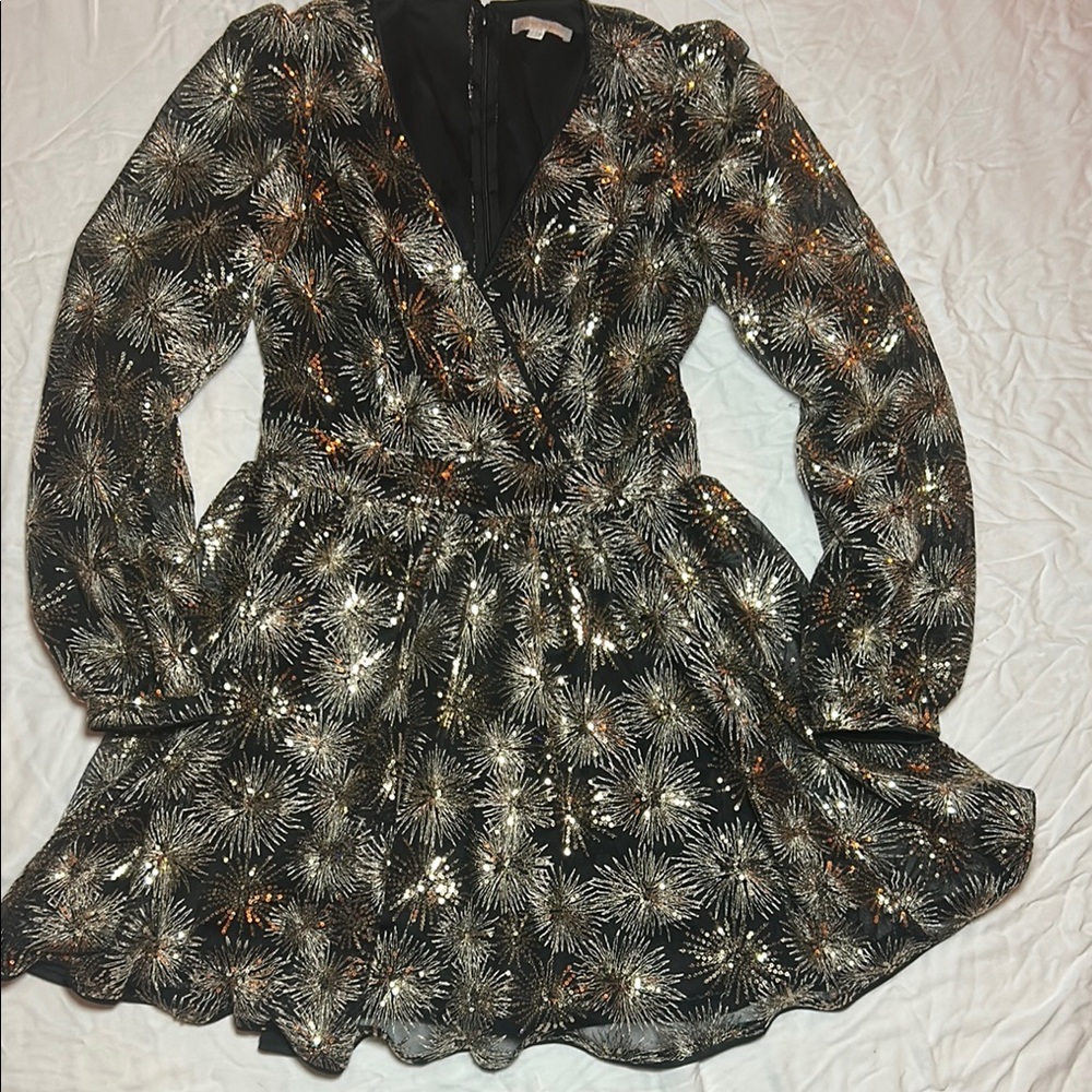 Flying Tomato Black Ruffled Wrap Dress size medium